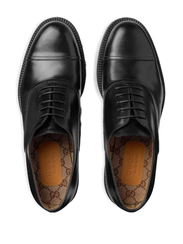 Gucci Leather lace-up Shoes | Black | FARFETCH GE