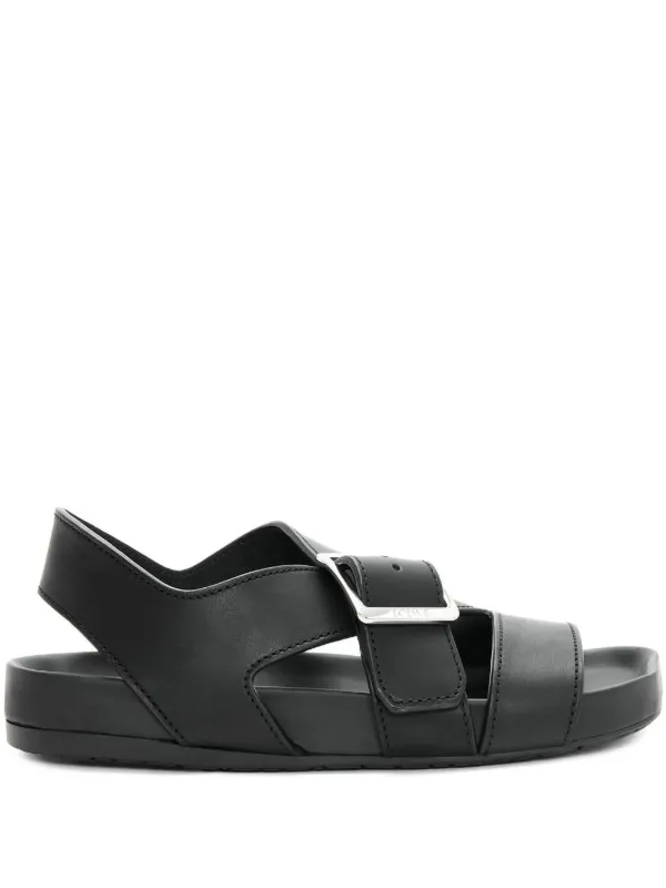 Loewe Buckle-strap Flat Sandals in Black