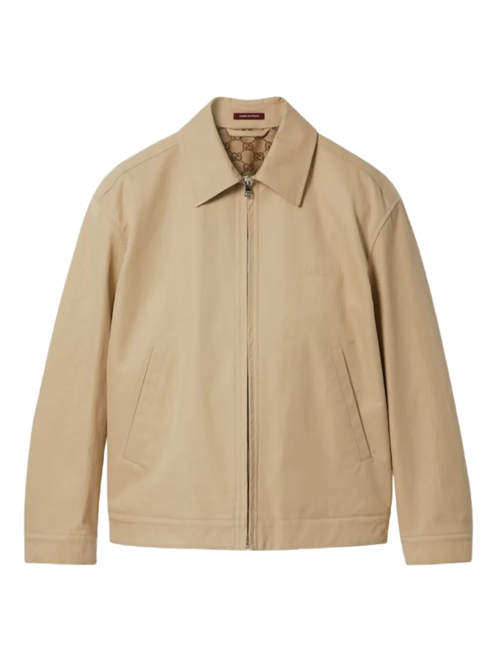 Gucci embroidered-logo cotton jacket Bruin