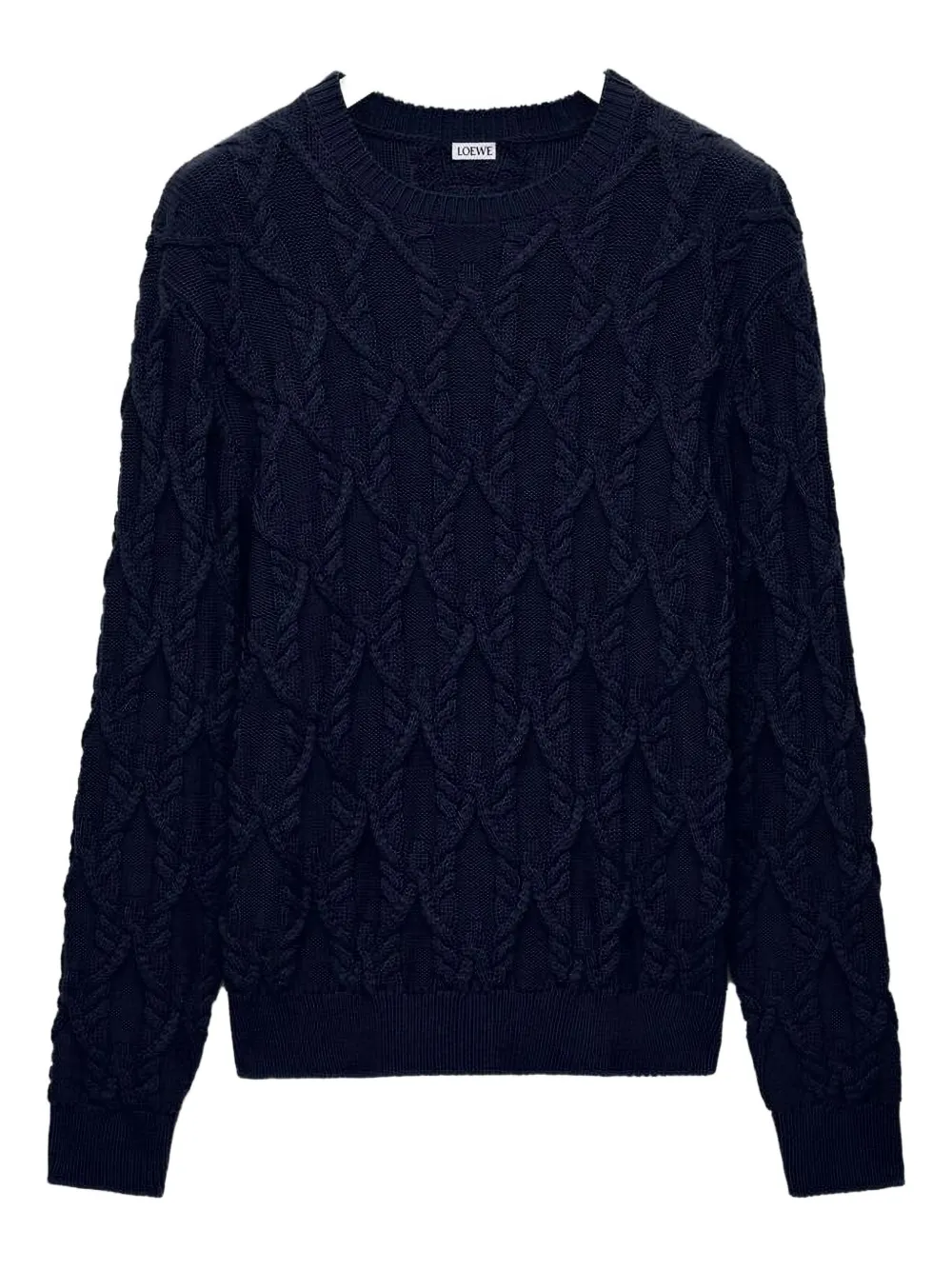 LOEWE Kabelgebreide katoenen trui Blauw