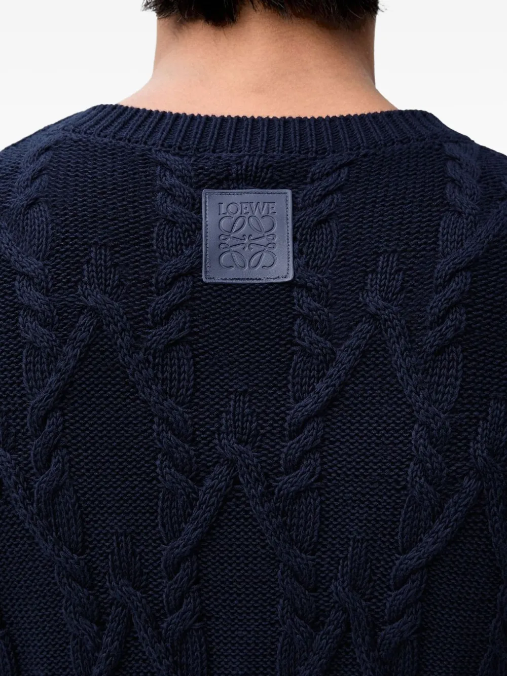 LOEWE Kabelgebreide katoenen trui Blauw