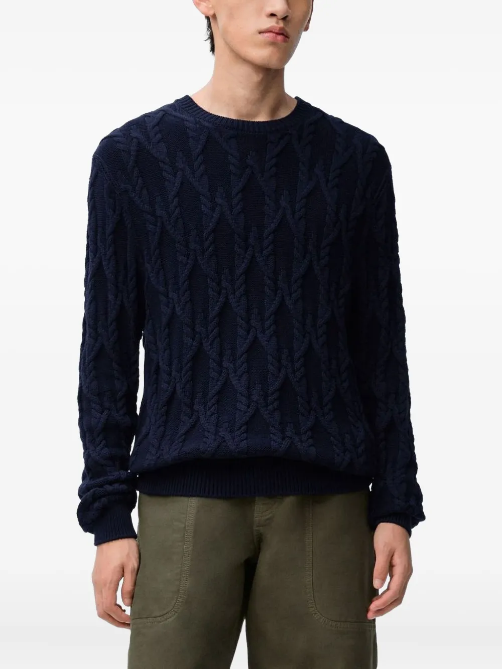 LOEWE Kabelgebreide katoenen trui Blauw
