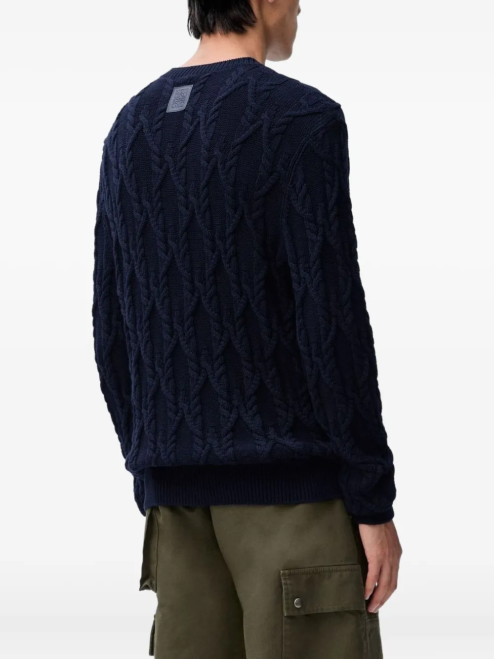 LOEWE Kabelgebreide katoenen trui Blauw