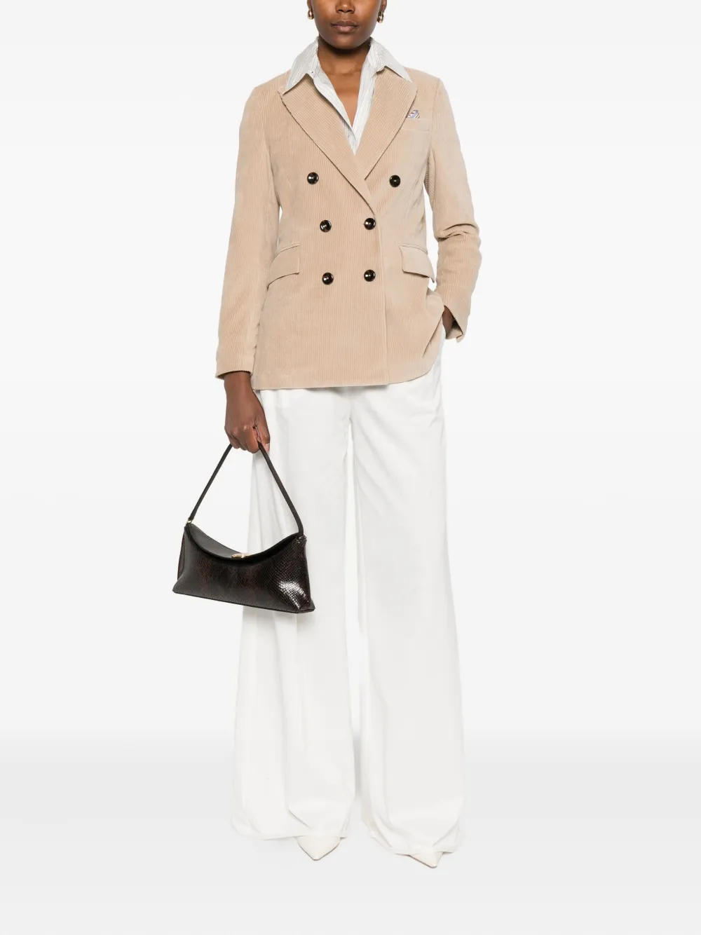 Circolo 1901 Double-breasted Corduroy Blazer In Neutral