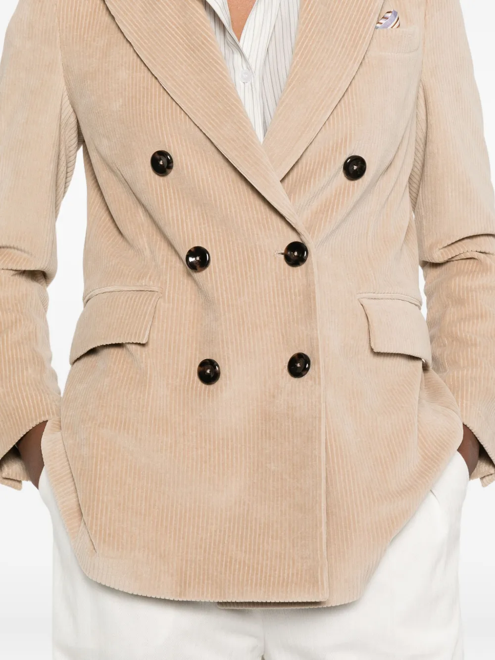 Circolo 1901 Double-breasted Corduroy Blazer In Neutral
