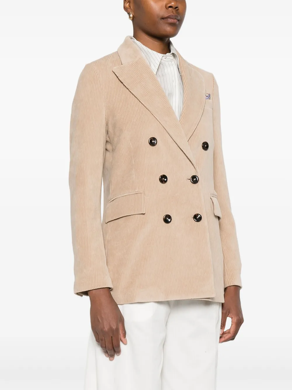Circolo 1901 Double-breasted Corduroy Blazer In Neutral