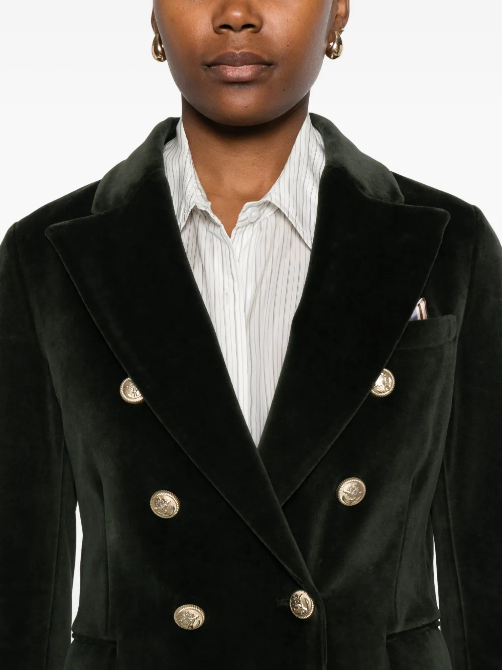 Circolo 1901 Double-breasted Cotton Jacket Featuring Pockets In Green