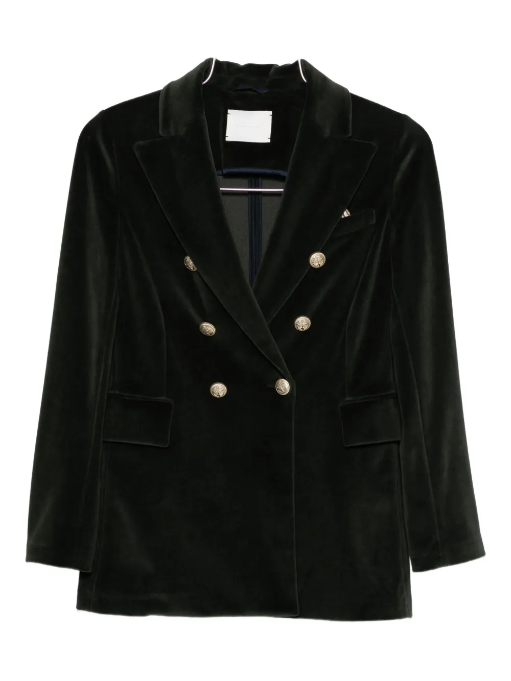 Circolo 1901 Double-breasted Cotton Jacket Featuring Pockets In Green