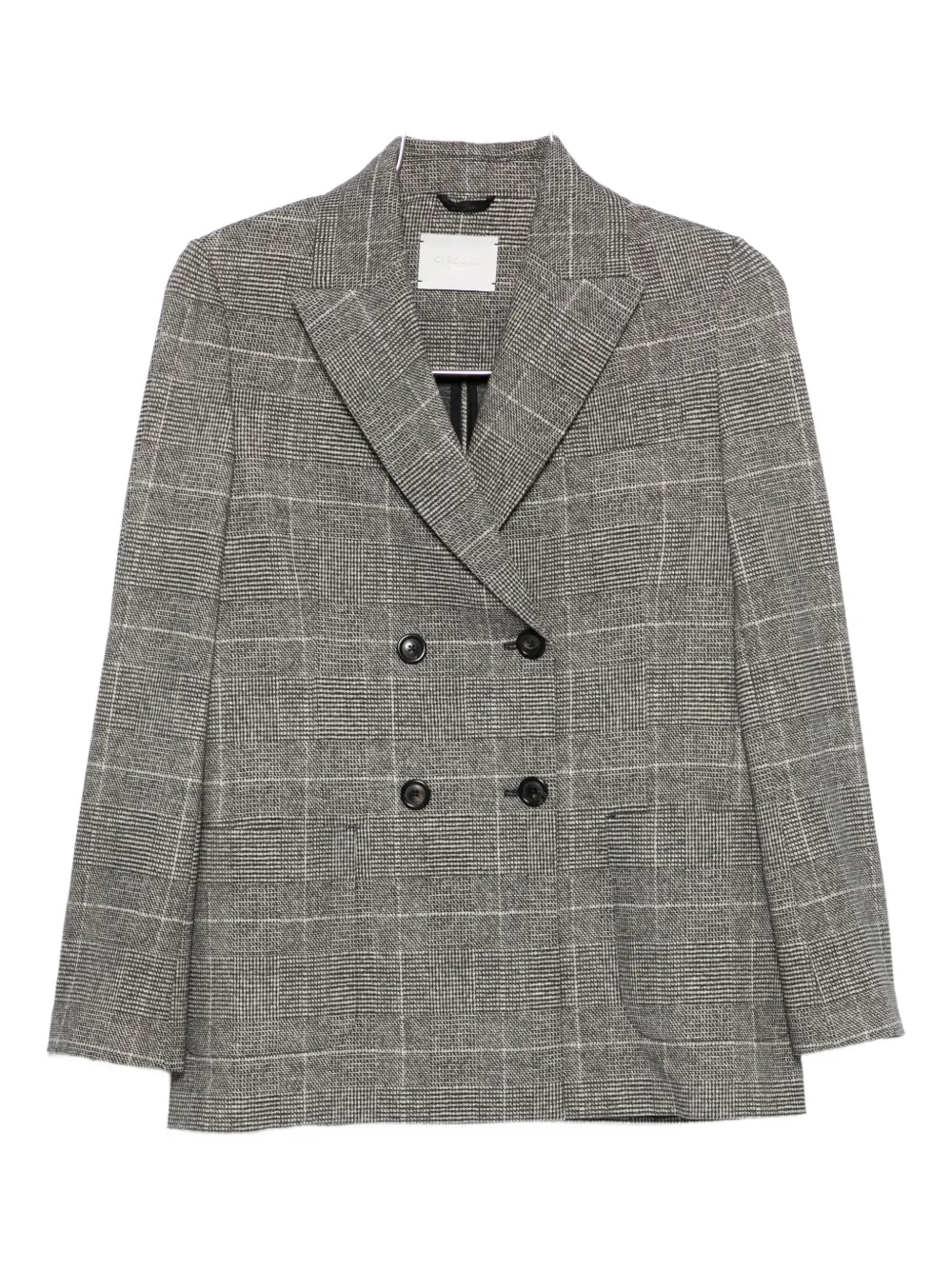 Circolo 1901 Double-breasted Checked Cotton Jacket In Gray