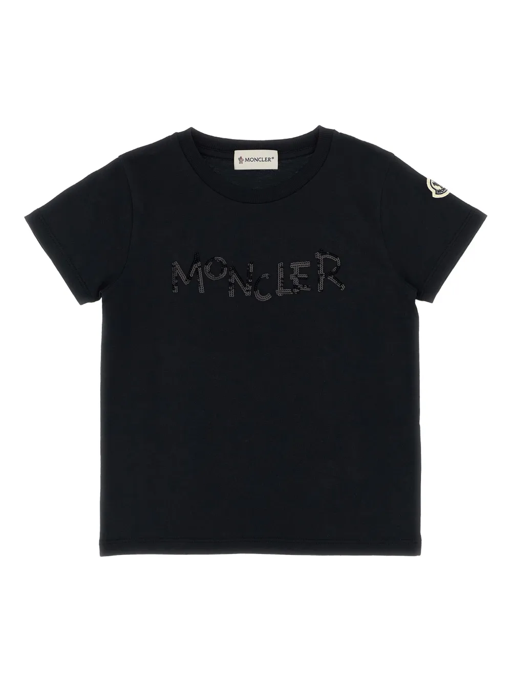 Moncler Enfant sequin-embellished crew-neck T-shirt Zwart