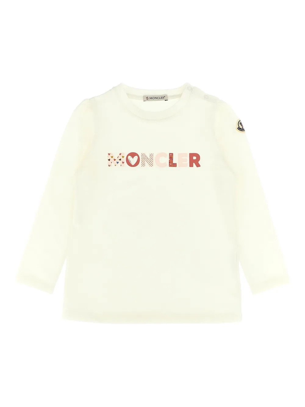 Moncler Enfant logo-print felt-patch T-shirt Beige