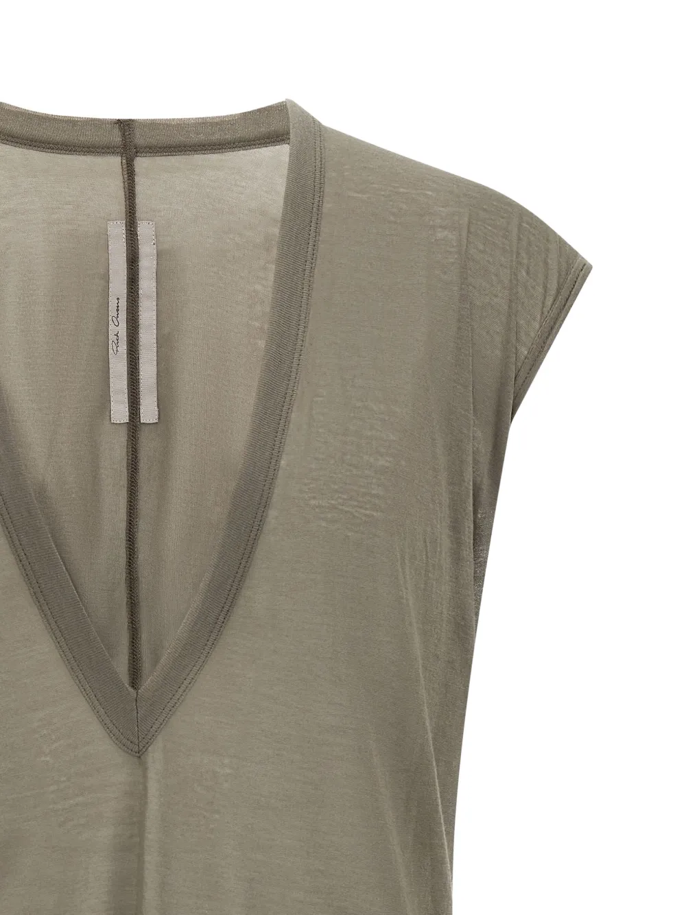 Rick Owens V-neck Cotton T-shirt In Gray