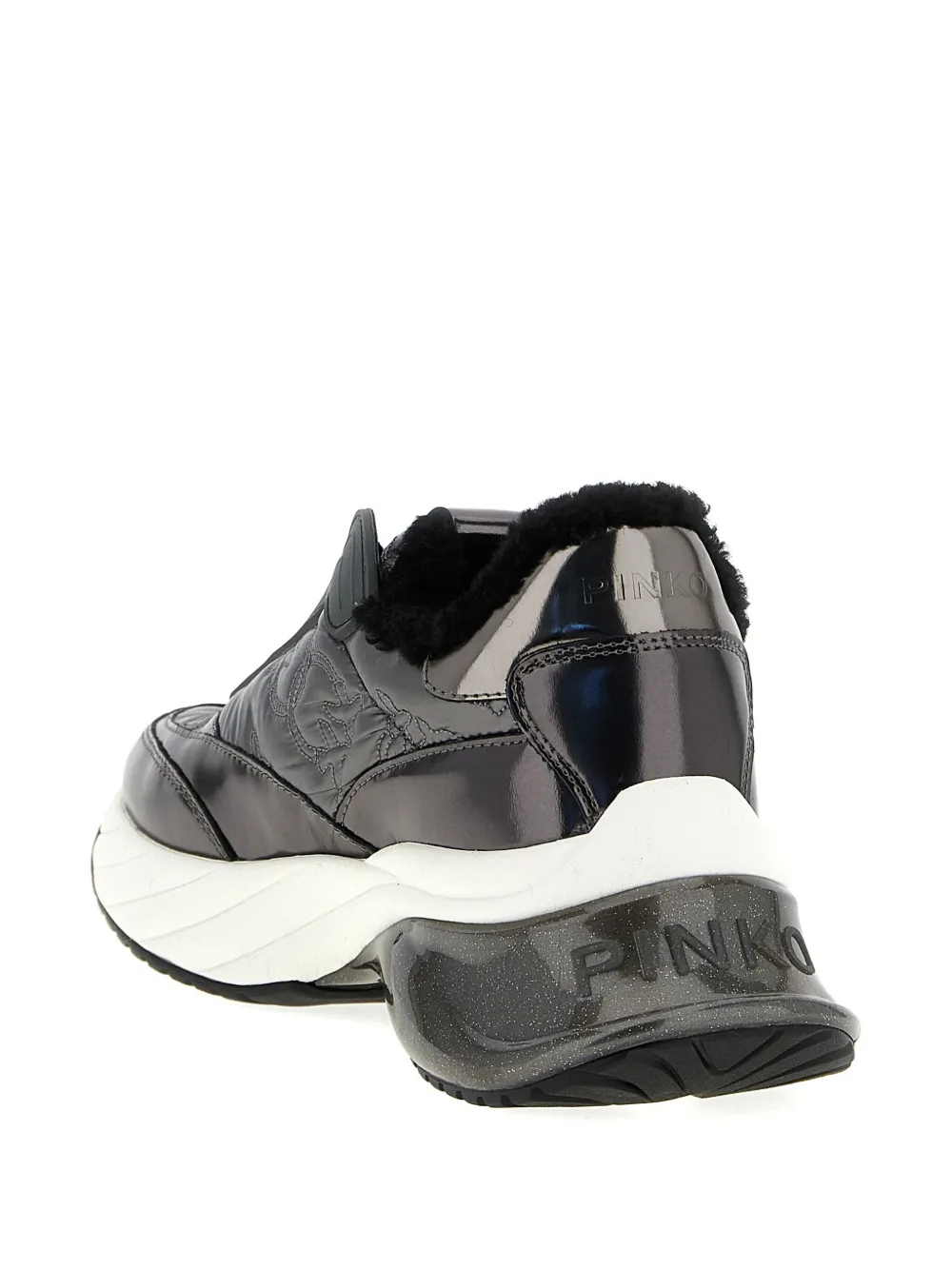 PINKO Ariel 19 quilted logo-detail sneakers Grey
