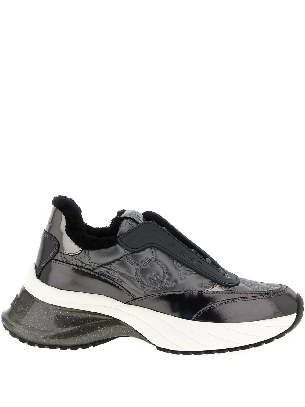 PINKO Ariel 19 quilted logo-detail sneakers Grey
