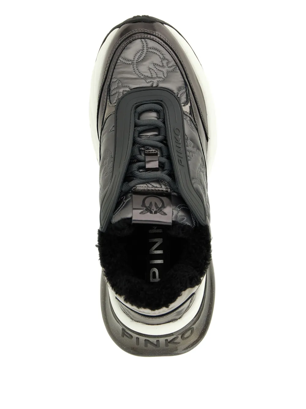 PINKO Ariel 19 quilted logo-detail sneakers Grey
