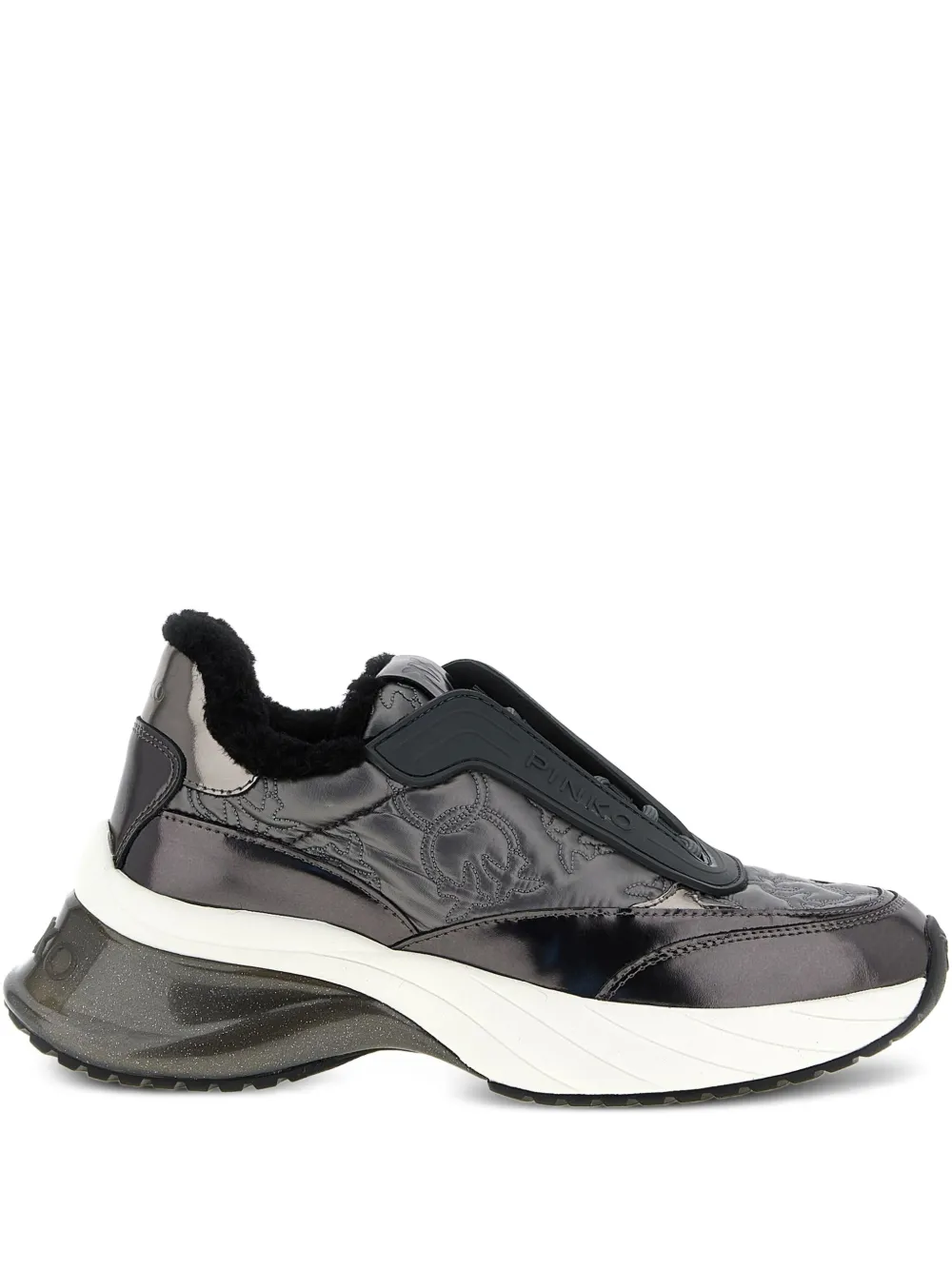 PINKO Ariel 19 quilted logo-detail sneakers Grey
