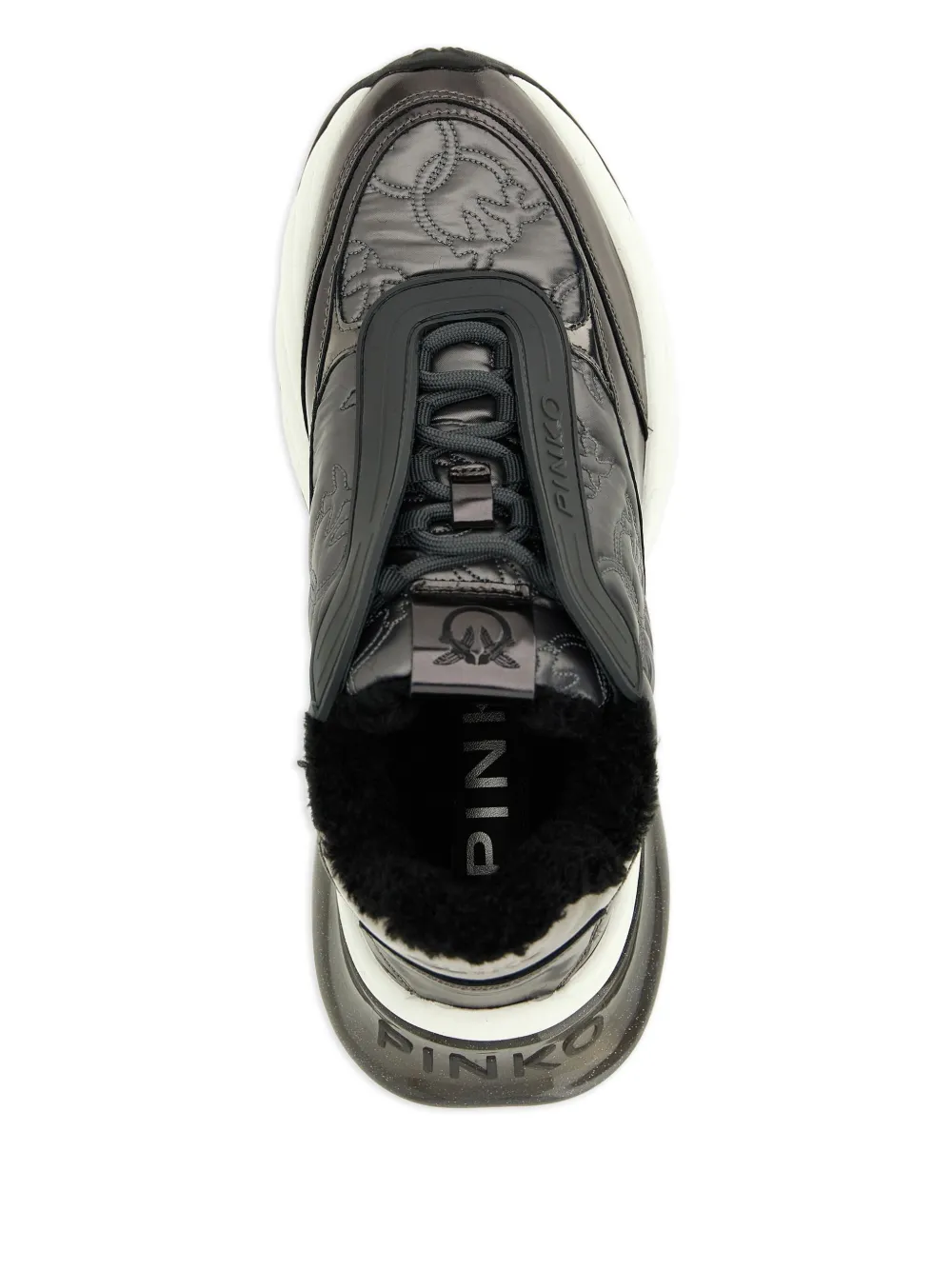 PINKO Ariel 19 quilted logo-detail sneakers Grey