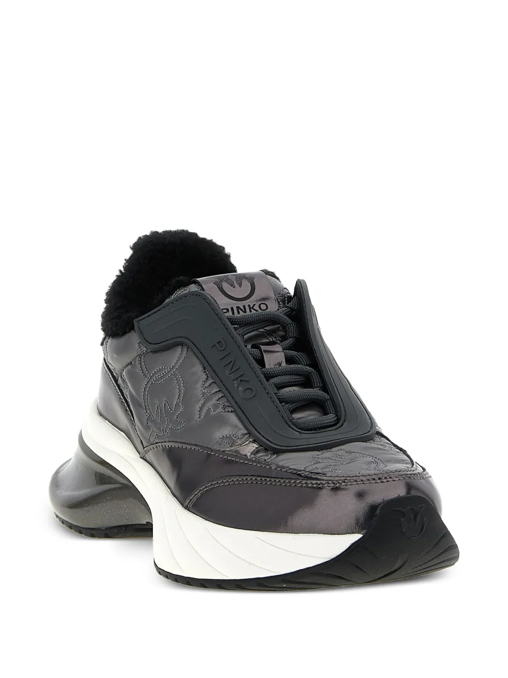 PINKO Ariel 19 quilted logo-detail sneakers Grey