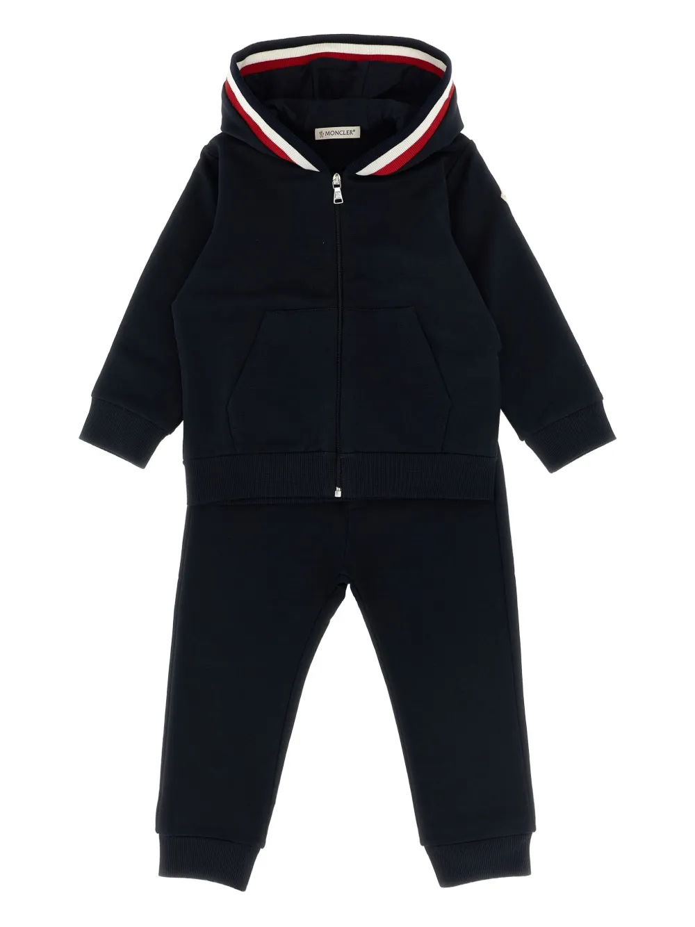 Moncler Enfant contrasting-trim fleece tracksuit Blauw