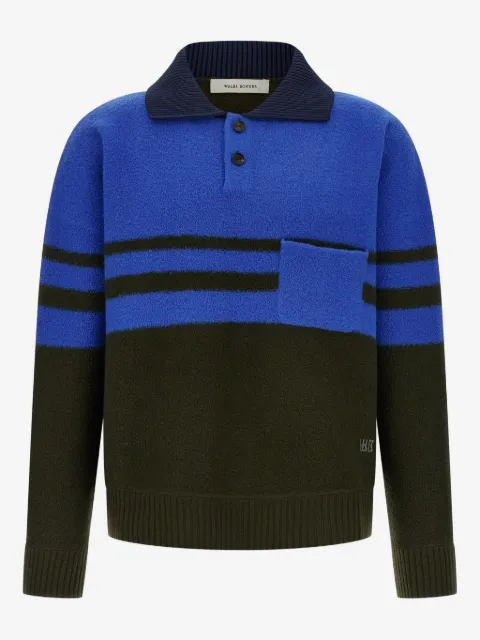 Wales Bonner Calm stripe-panel polo shirt