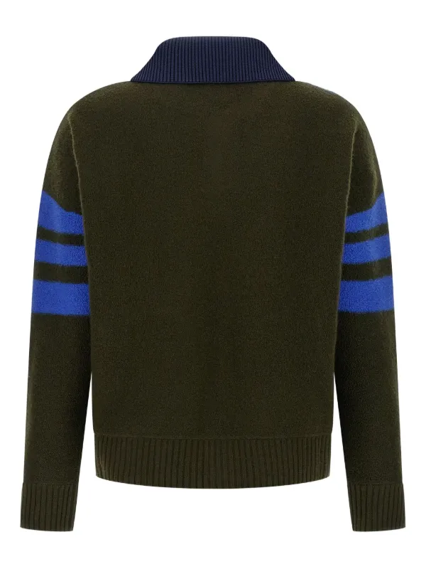 Wales Bonner Calm stripe-panel Polo Shirt | Black | FARFETCH