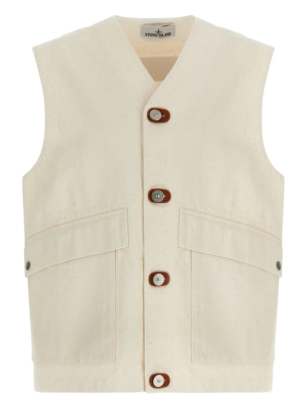 Stone Island Gilet met V-hals en knoopsluiting Beige
