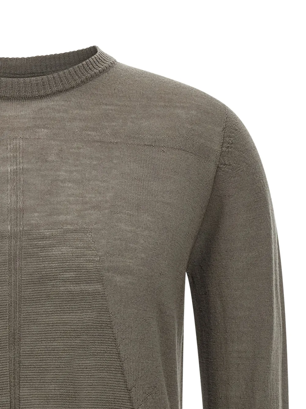 Rick Owens Ribbed Crew-neck Sweater In Gray