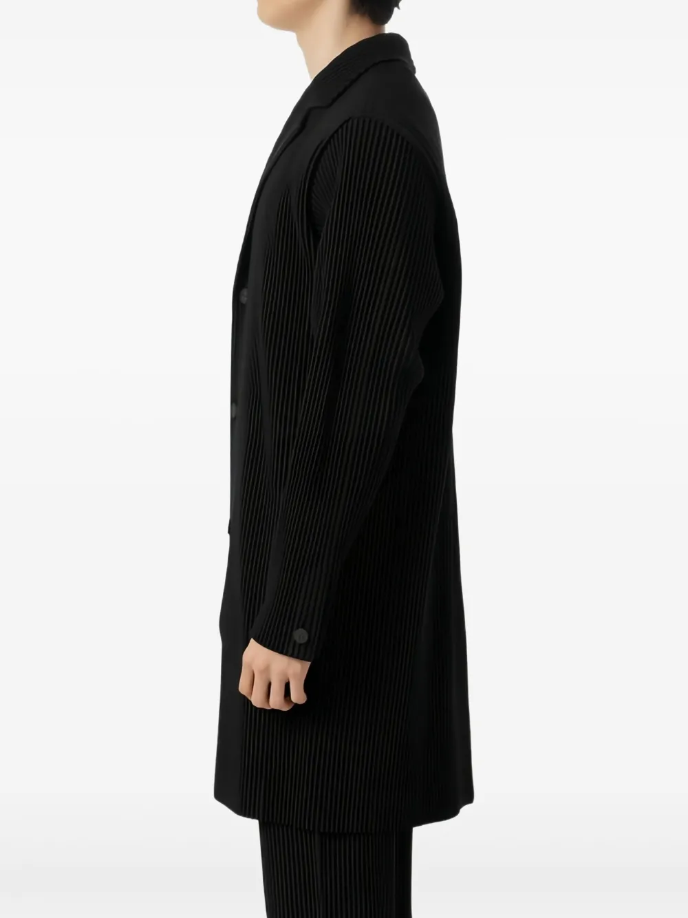 Homme Plissé Issey Miyake Plissé jas met knopen Zwart