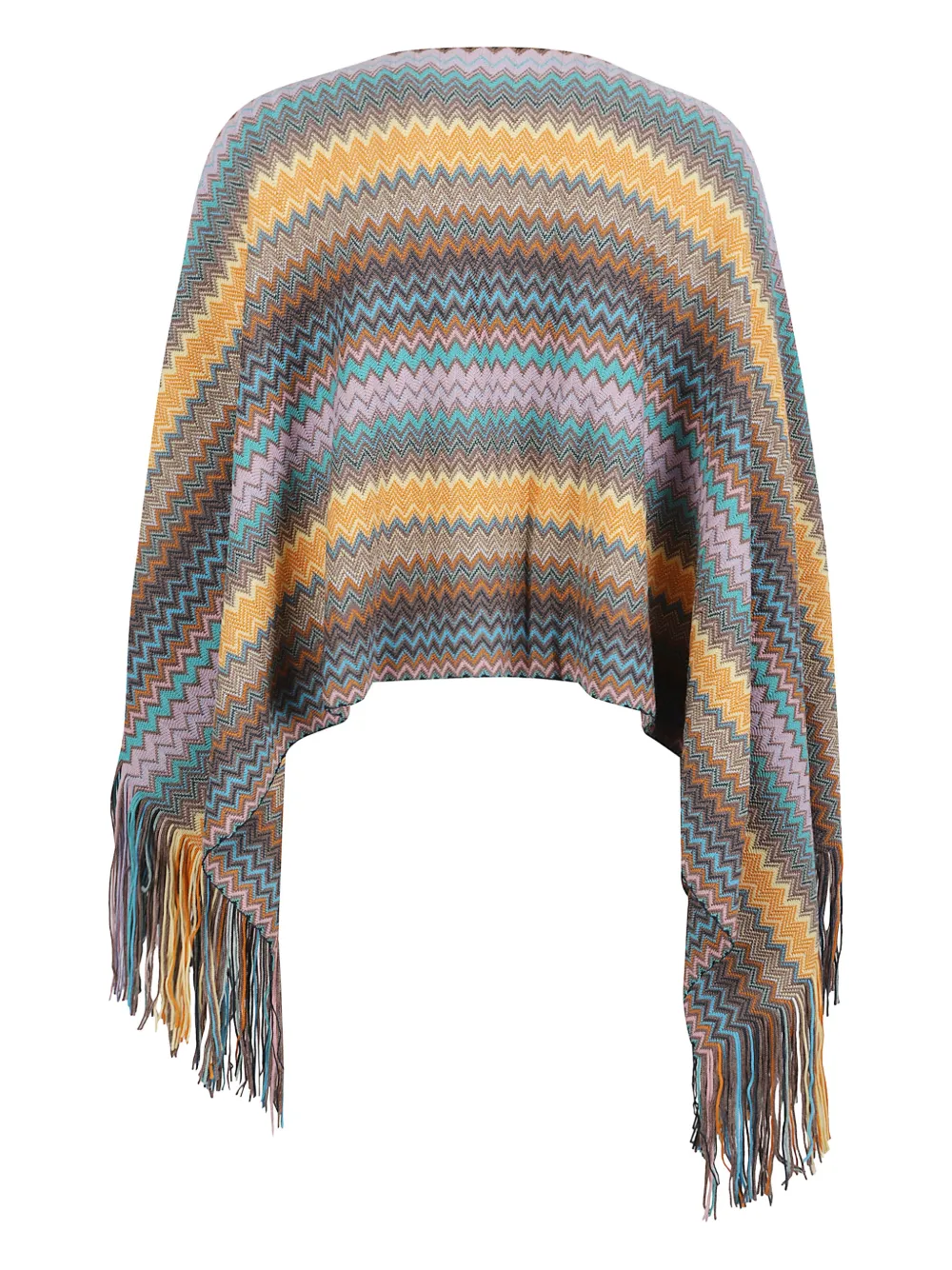 Missoni Chevron Fringed Poncho In Multi