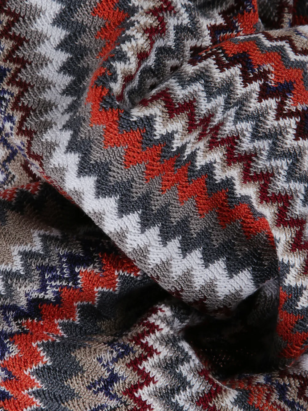 Missoni Sjaal met franje en zigzagprint - Grijs