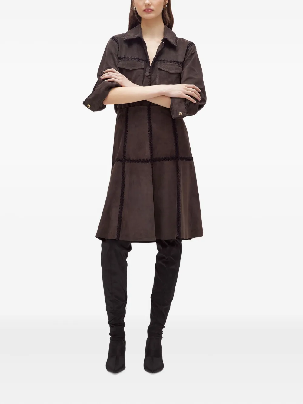 Blugirl Gehaakte suède blouse - Bruin