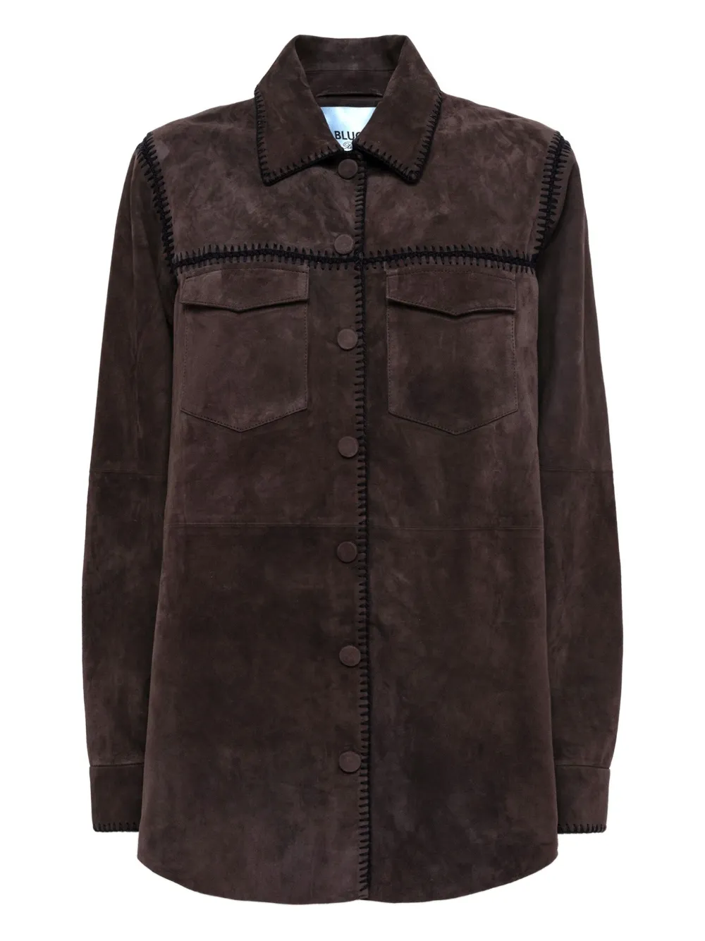 Blugirl Brown Suede-like Jacket With Whipstitch Detailing In Brown