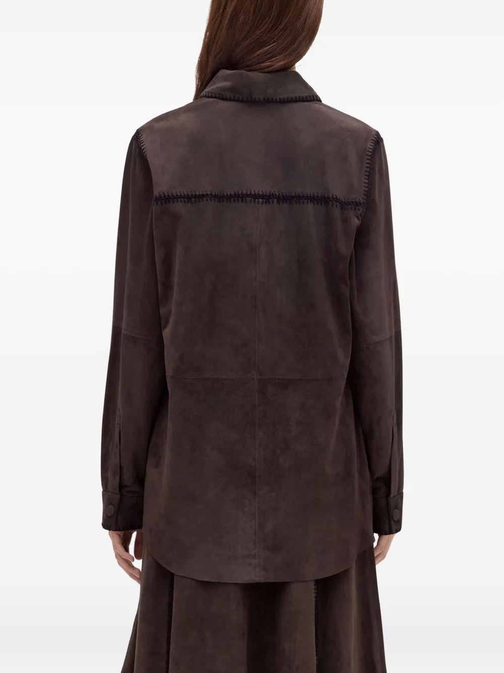 Blugirl Brown Suede-like Jacket With Whipstitch Detailing In Brown