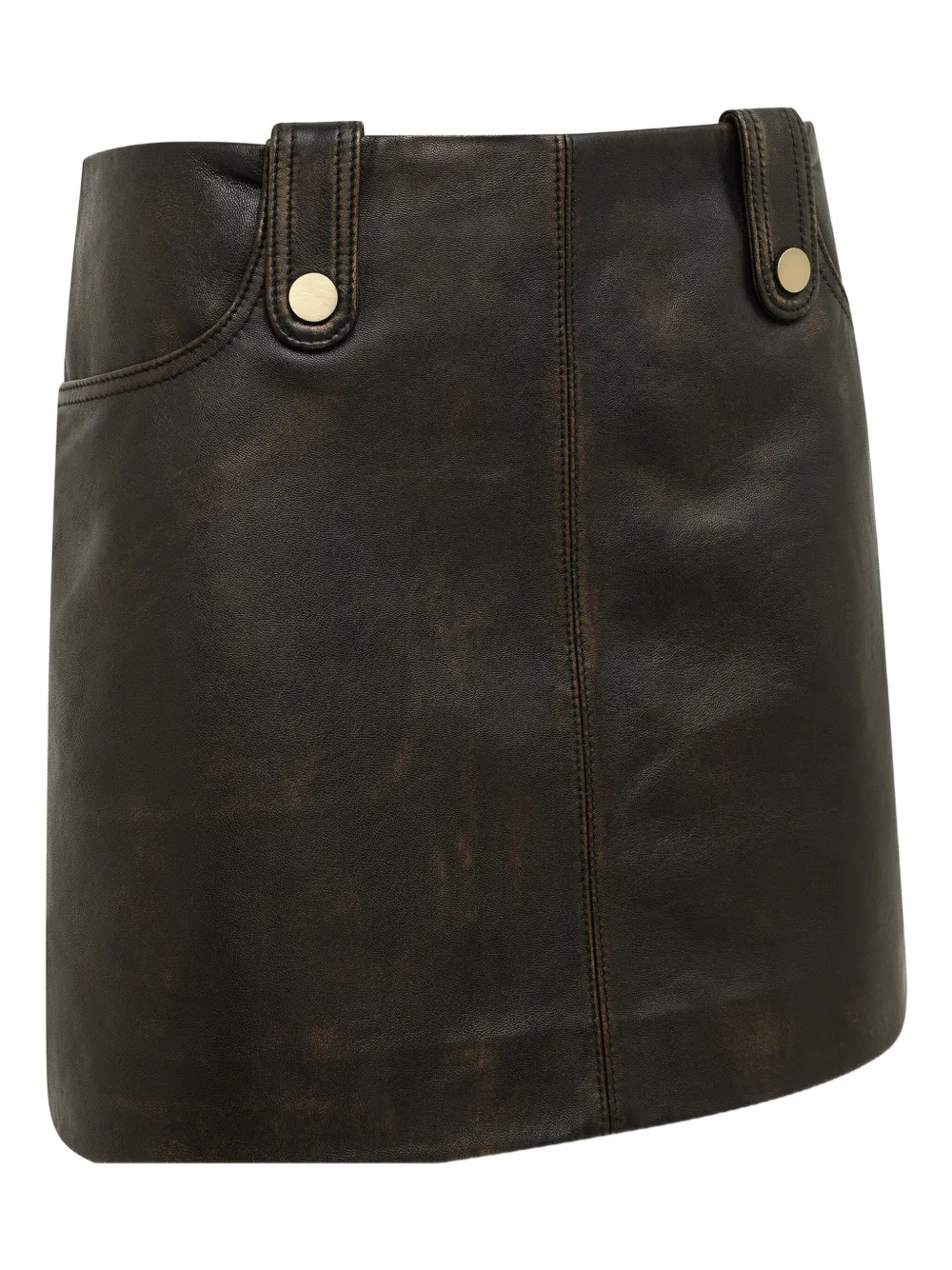 Blugirl Treated Leather Mini Skirt In Brown
