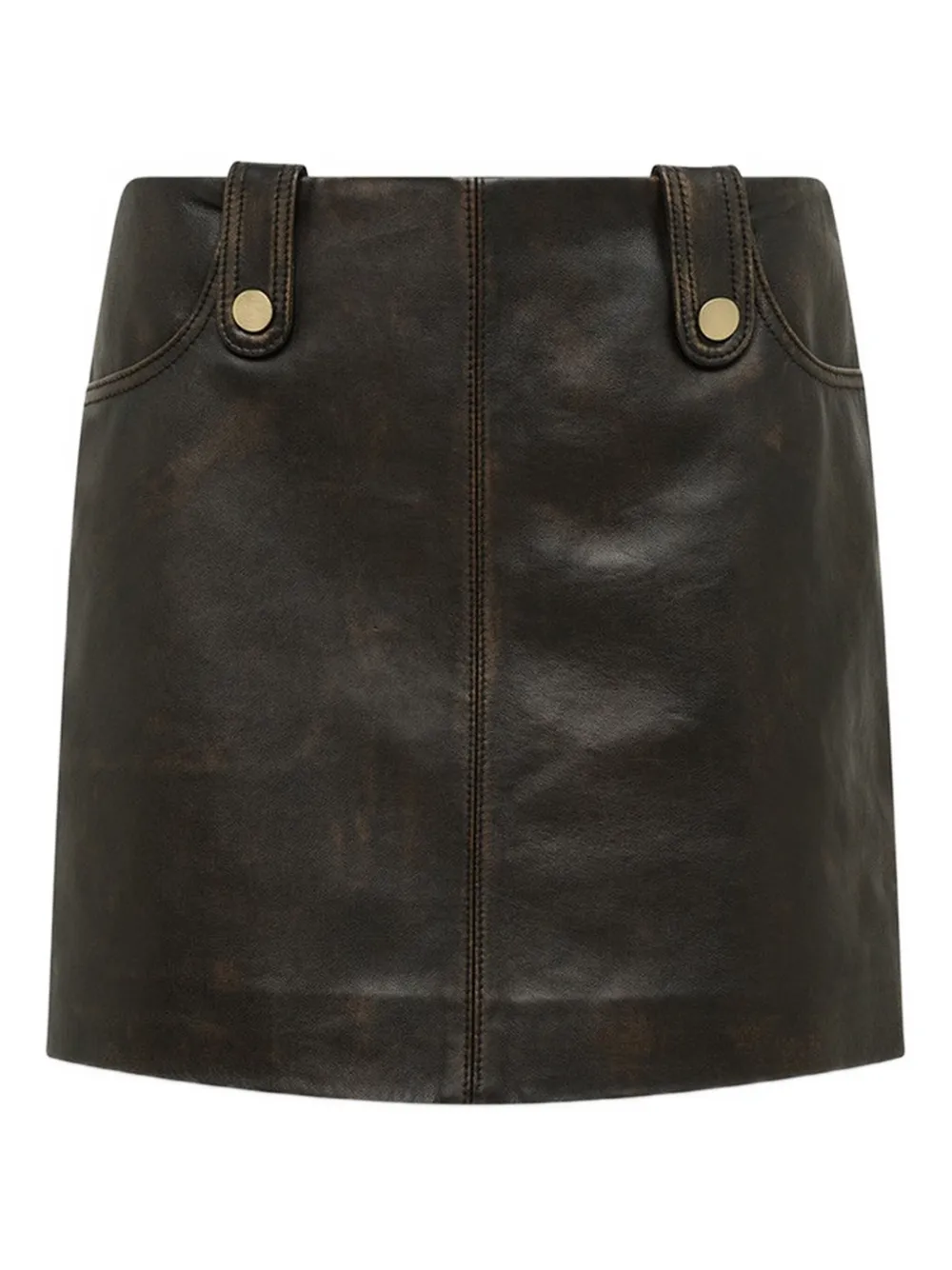 Blugirl Treated Leather Mini Skirt In Brown