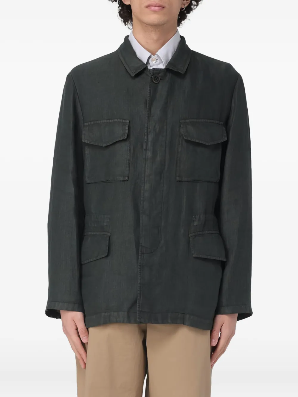 Boglioli Hemdjacke mit aufgesetzten Taschen | Grün | Image 1