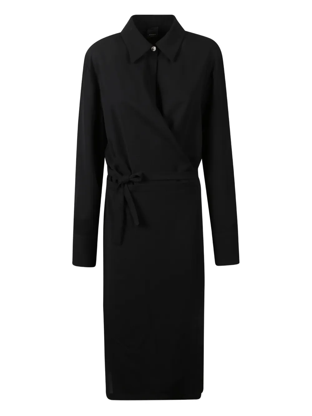 PINKO tie-waist shirt midi dress - Nero