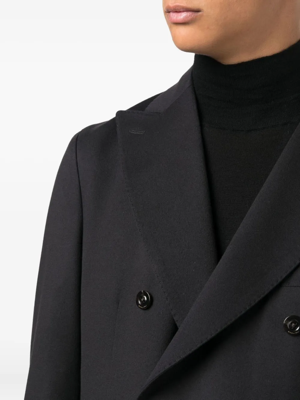 Boglioli Virgin Wool And Cotton Double-breasted K-jacket In Dark Blue