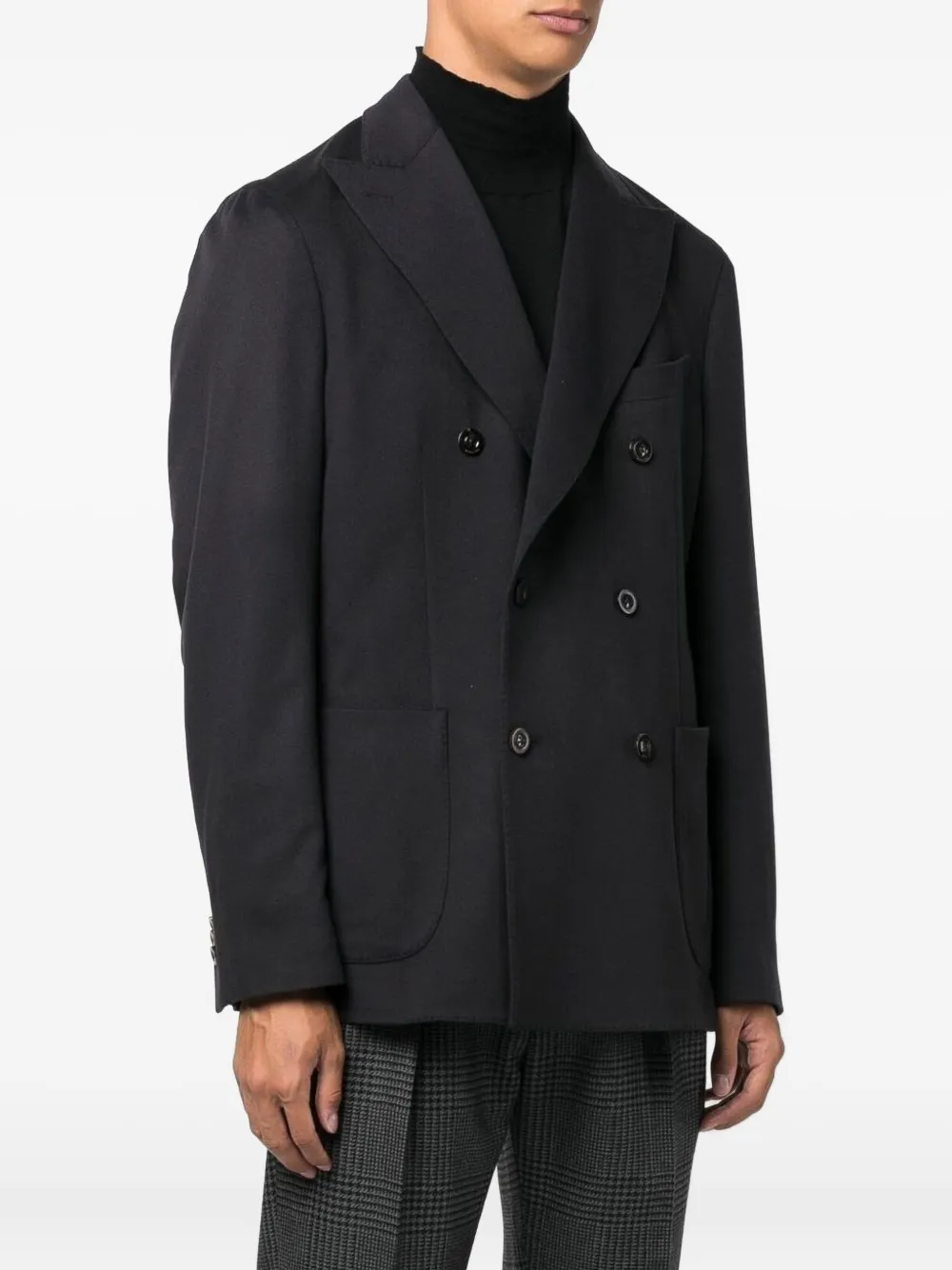 Boglioli Virgin Wool And Cotton Double-breasted K-jacket In Dark Blue