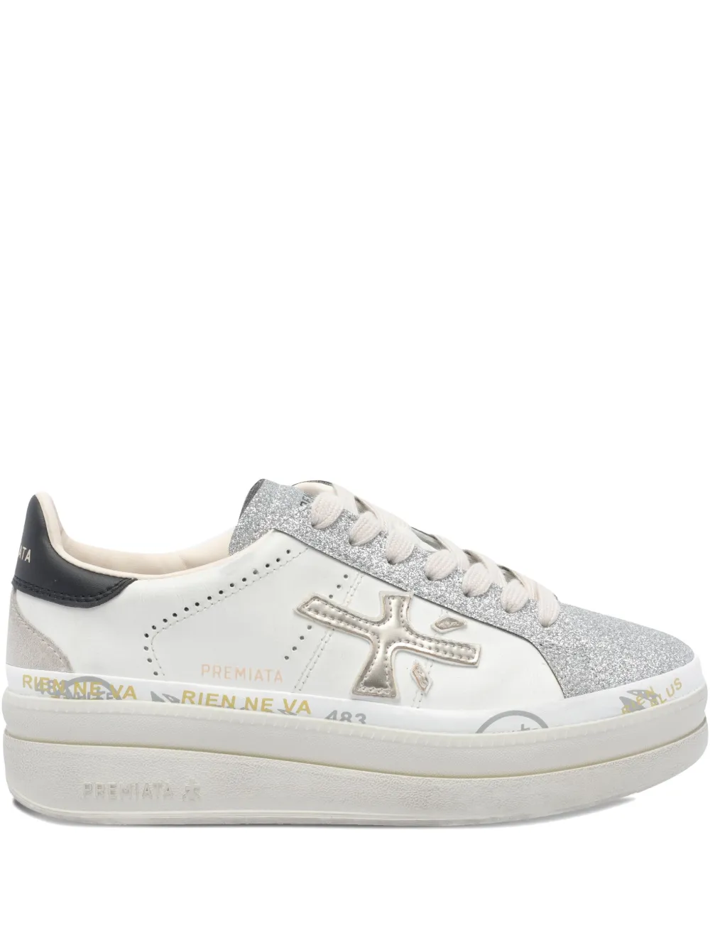 Premiata glitter platform sneakers White