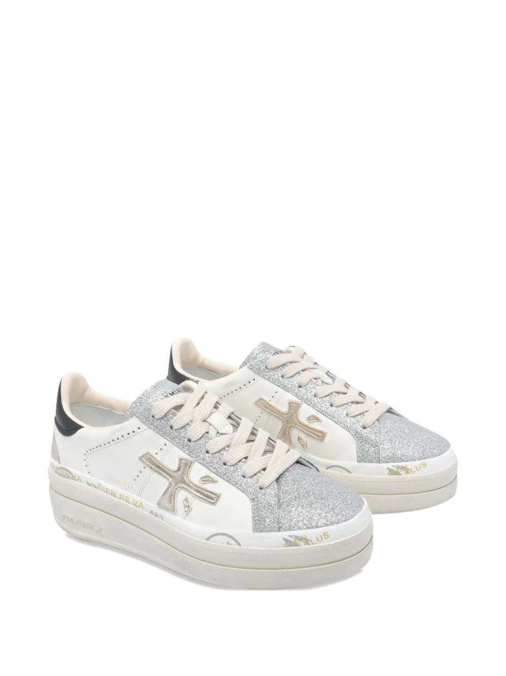 Premiata glitter platform sneakers - Wit
