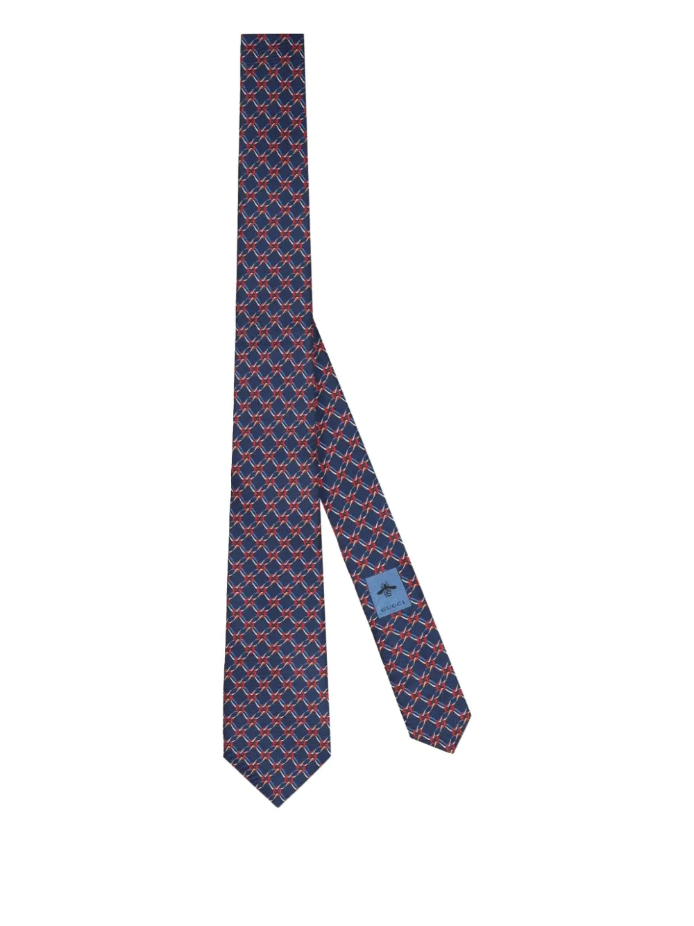 Gucci geometric-pattern silk tie Blauw