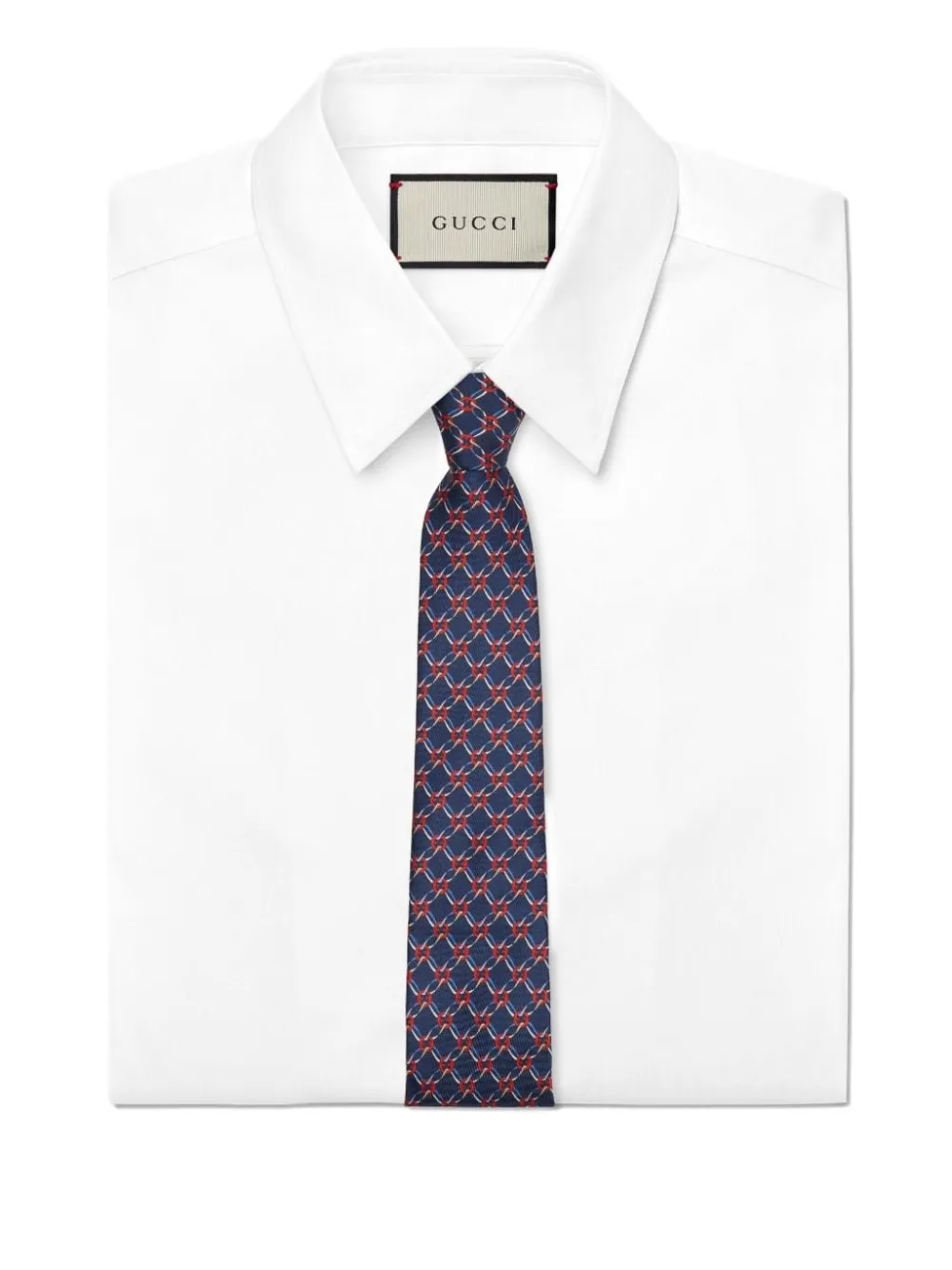 Gucci Zijden stropdas met geometrisch patroon Blauw