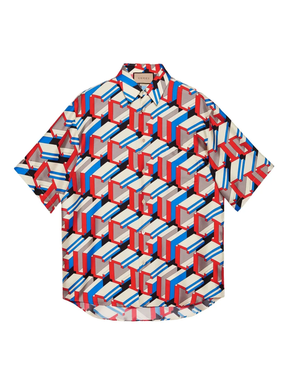 Gucci logo-print silk shirt Wit