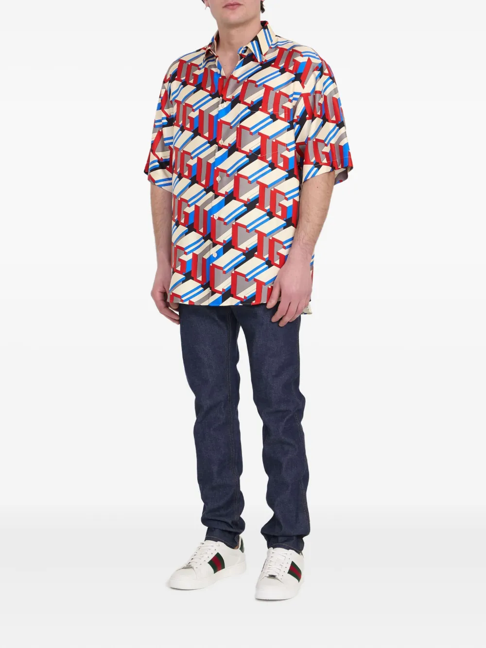 Gucci Zijden overhemd met logoprint Wit