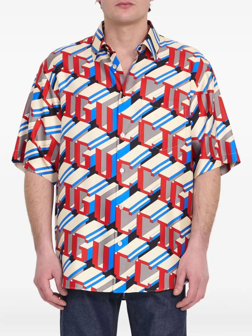Gucci Zijden overhemd met logoprint Wit