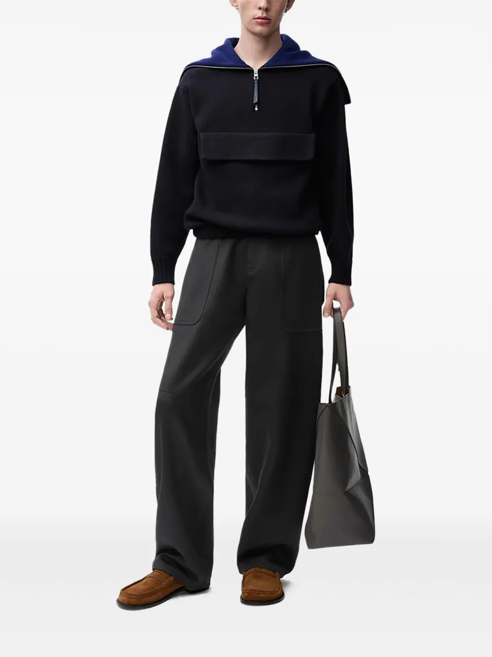 LOEWE Wollen broek met zak aan de voorkant - Zwart
