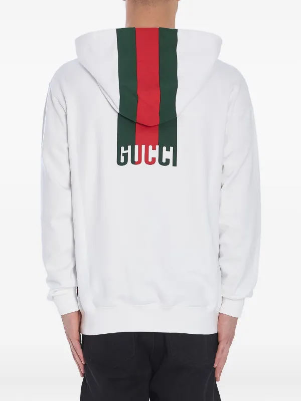 Gucci Sudadera Con Capucha y Motivo De Rayas Blanco FARFETCH CO