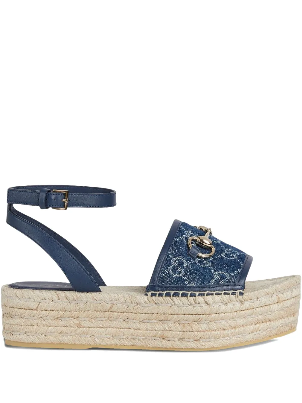 Gucci 45 mm denim sandalen met kenmerkend Horsebit-detail Blauw