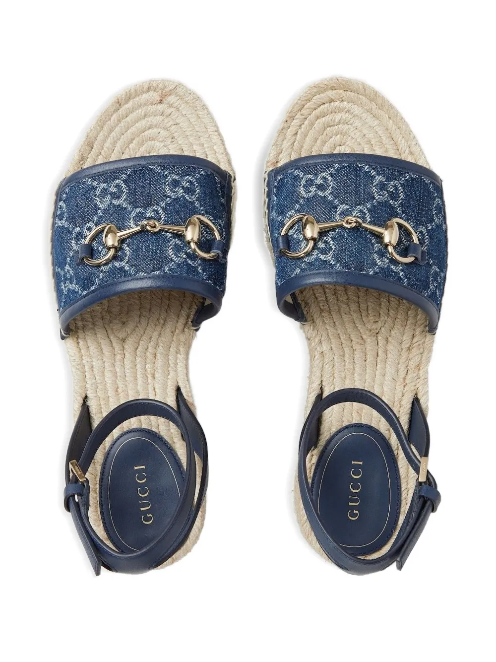 Gucci 45 mm denim sandalen met kenmerkend Horsebit-detail Blauw